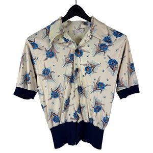 Vintage 1970s Joseph Horne Co Pittsburgh Button Down Floral Shirt Size S